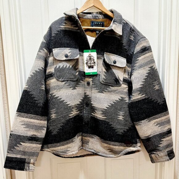 Jachs New York Men's Wool Blend Sherpa Lined Jacket XL Gray Aztec Western (NEW) - Picture 16 of 16